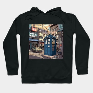 Illustration of tardis in Japan in city Hoodie